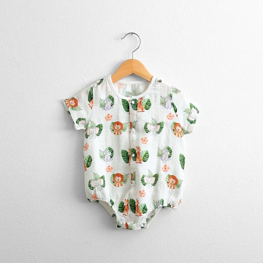 NWT Cute Short Sleeve Baby Onesies One-Piece Romper Unisex Safari Animals 9-12M - Picture 2 of 4